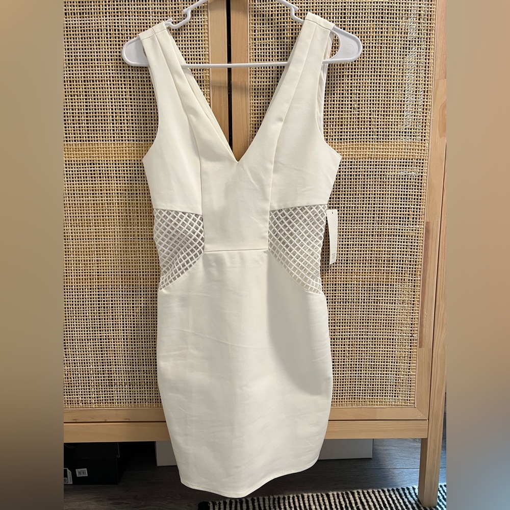 NEW Tobi White Mesh Cutout Mini Dress - XS